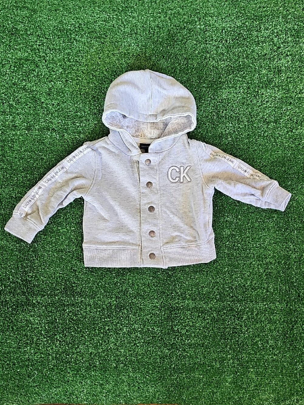 Calvin Klein Gray Baby Hoodie Jacket with CK Patch
